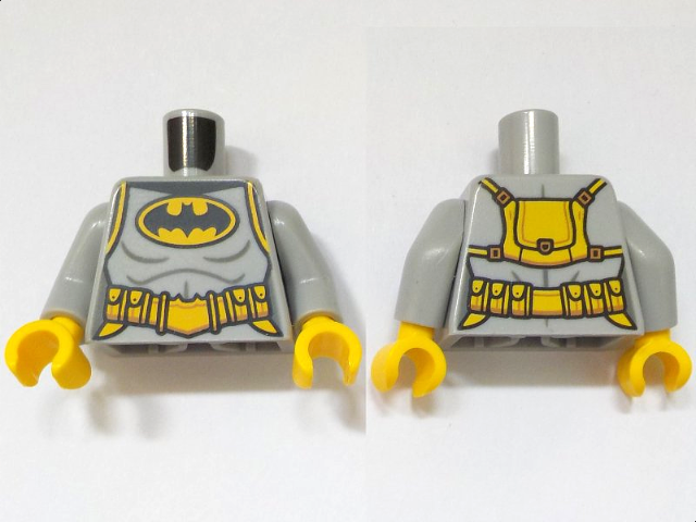 Torso Female Black and Yellow Batman Logo, Utility Belt, Backpack, Dark Bluish Gray Contour Lines Pattern / Light Bluish Gray Arms / Yellow Hands
