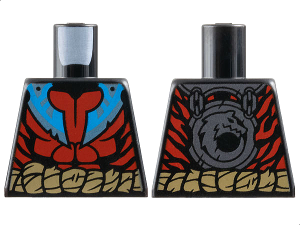 Torso Red Muscles and Stripes, Dark Azure and Metallic Light Blue Blades, Dark Tan Rope Belt Pattern