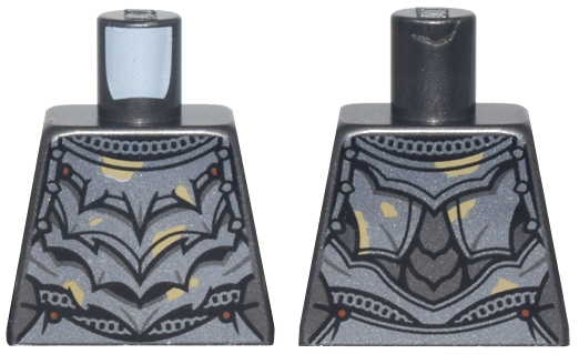 Torso Dark Silver Crude Plate Mail Armor with Reddish Brown Rivets and Dark Tan Dirt Splotches Pattern