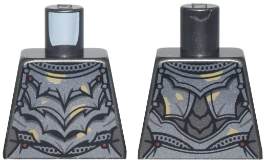 Torso Dark Silver Crude Plate Mail Armor with Reddish Brown Rivets and Dark Tan Dirt Splotches Pattern