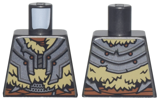 Torso Dark Silver Crude Plate Mail Armor, Dark Tan Fur, and Reddish Brown Belt and Rivets Pattern