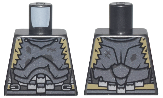 Torso Dark Silver Crude Plate Mail Armor, Silver Buckles, and Dark Tan Fur Pattern