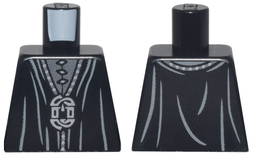 Torso Robe with Dark Bluish Gray Folds and Silver Chain, Pendant, and 3 Clasps Pattern