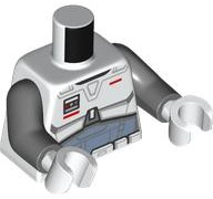 Torso SW Imperial Commando Armor, Sand Blue and Dark Bluish Gray Suit, Belt with Boxes, Red Rectangles Pattern / Dark Bluish Gray Arms / White Hands