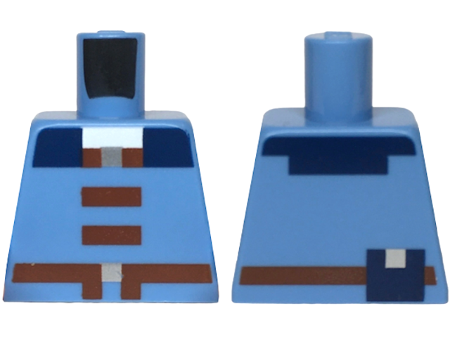 Torso Pixelated Vest with Reddish Brown Buttons, Belts with Silver Buckles, Dark Blue Collar and Pouch Pattern