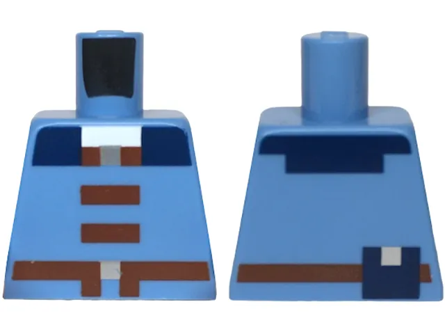 Torso Pixelated Vest with Reddish Brown Buttons, Belts with Silver Buckles, Dark Blue Collar and Pouch Pattern