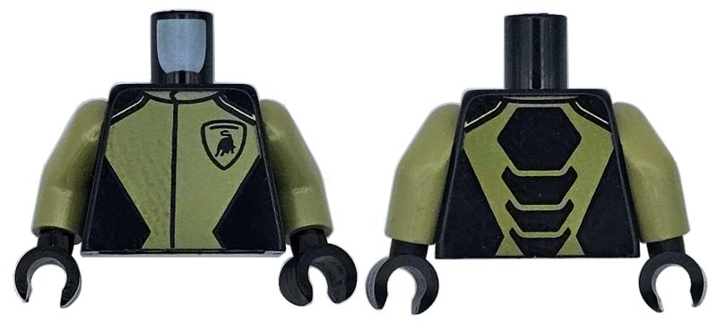 Torso Racing Suit Gran Turismo with Olive Green Panels and Lamborghini Logo Pattern / Olive Green Arms / Black Hands