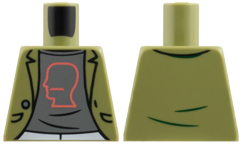 Torso Jacket Open with Pockets and Button over Dark Bluish Gray Shirt with Coral Head Outline Pattern