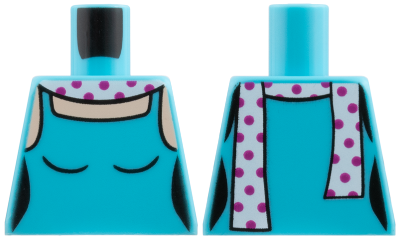 Torso Female Halter Top, White Scarf with Magenta Polka Dots, Light Nougat Neck and Shoulders Pattern