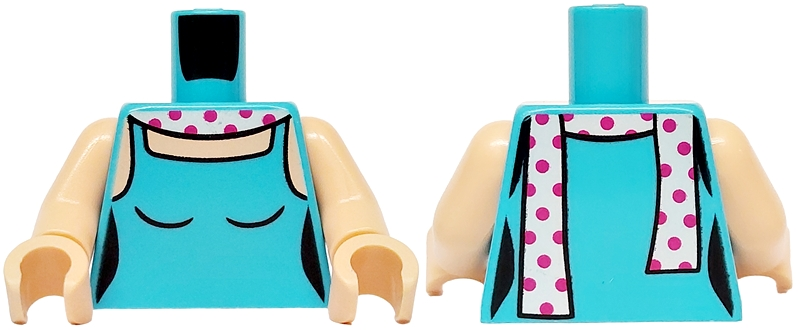 Torso Female Halter Top, White Scarf with Magenta Polka Dots, Light Nougat Neck and Shoulders Pattern / Light Nougat Arms / Light Nougat Hands