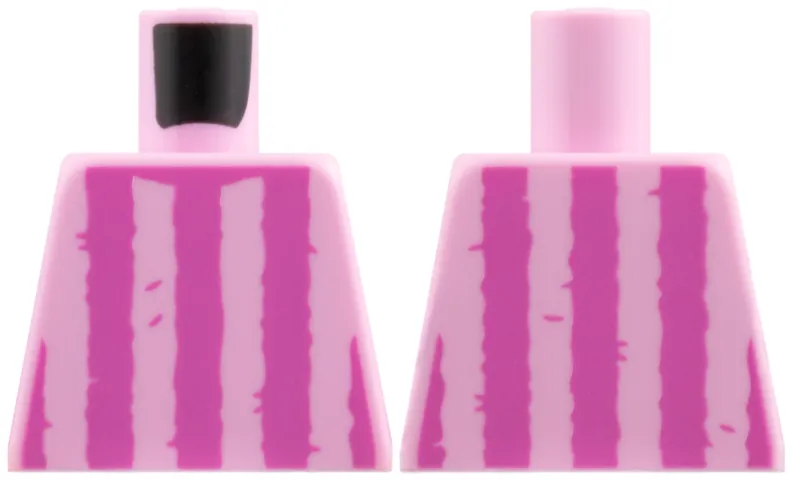 Torso Shirt with Dark Pink Vertical Stripes and Creases Pattern