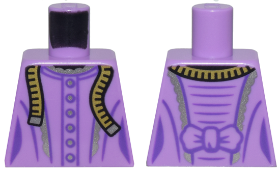 Torso Female Dress with Bow, Silver Trim and Buttons, and Yellow Cloth Tape Measure Pattern