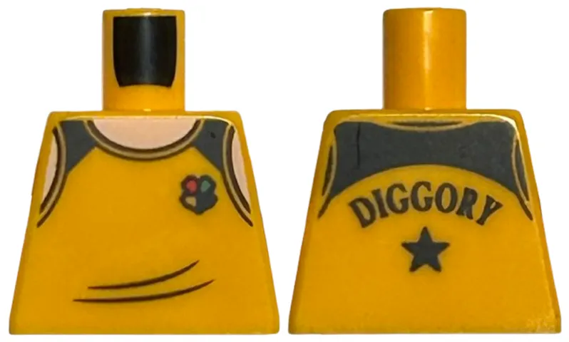 Torso Tank Top with Hogwarts Crest and Black Seams, 'DIGGORY' and Star on Back, Light Nougat Neck Pattern