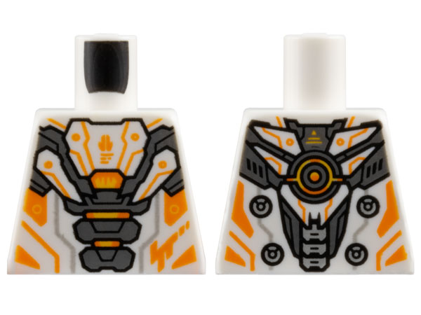 Torso Armor, Dark Bluish Gray Plates, Orange and Yellow Trim Pattern