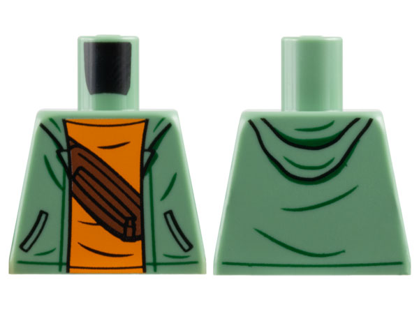 Torso Hoodie with Black Pockets over Orange Shirt with Reddish Brown Belt Bag Pattern