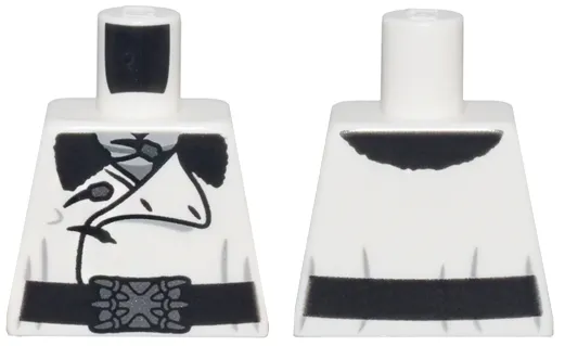 Torso Overcoat with Large Lapel and Black Fur Collar over Dark Bluish Gray and Light Bluish Gray Ascot, Wide Belt with Dark Silver Claws Buckle Pattern