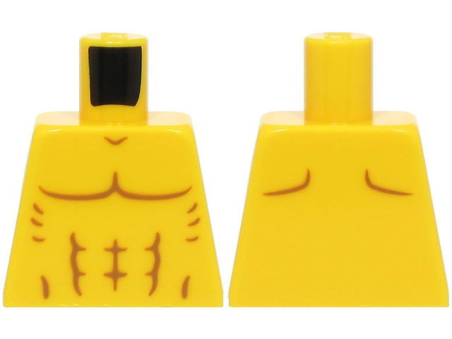 Torso Bare Chest with Muscles Outline, Shoulder Contours on Back Pattern (BAM)