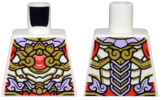 Torso Gold and Lavender Armor Plates and Leaves, Red and Coral Emblem Pattern