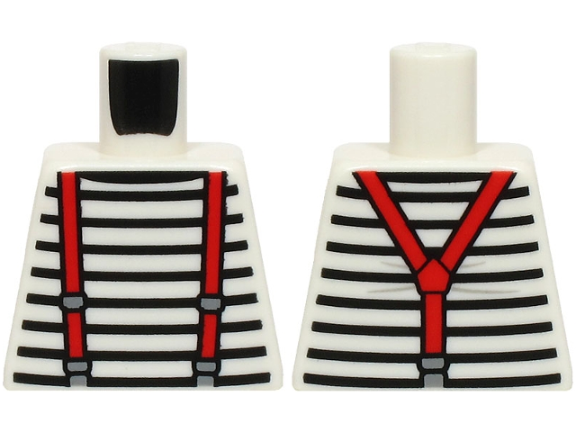 Torso Shirt with Black Stripes, Red Suspenders with Dark Bluish Gray Buckles Pattern (BAM)