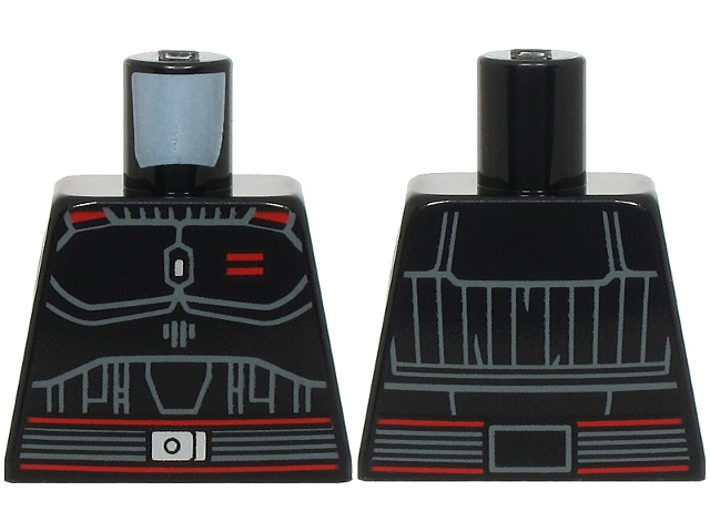 Torso SW Armor with Dark Bluish Gray Contour Lines, Belt with Silver Buckle, Red Highlights and 2 Stripes on Chest Pattern