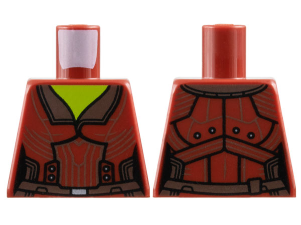 Torso Female Jacket, Reddish Brown Lapels and Belt, Lime Neck Pattern