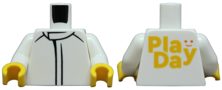 Torso Jacket with Black Collar Outline, Yellow and Orange Play Day Logo on Back Pattern / White Arms / Yellow Hands