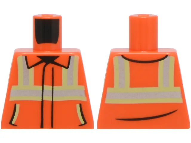 Torso Safety Jacket with Bright Light Yellow and Silver Reflective Stripes and Black Trim and Pockets Pattern