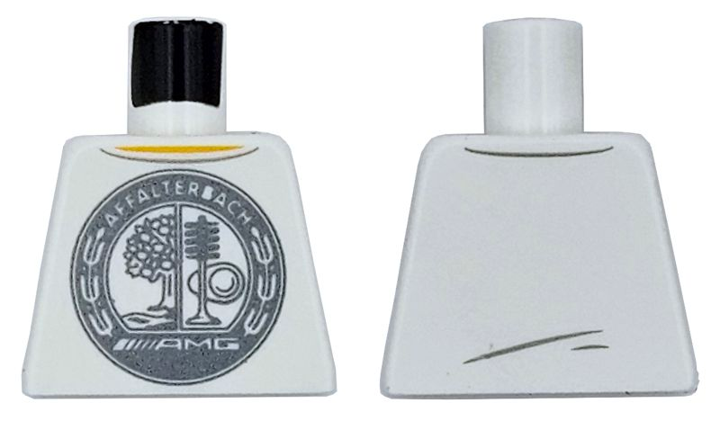 Torso Racing Shirt with Dark Bluish Gray Circle with Apple Tree, Stream, Cam, Valve and Spring, 'AFFALTERBACH' and AMG Logo, Yellow Neck Pattern