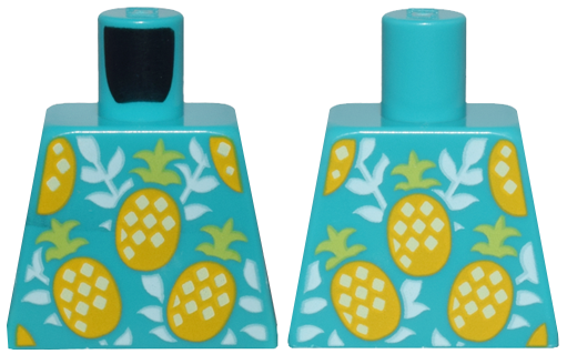 Torso Top with Bright Light Orange, Bright Light Yellow and Lime Pineapples and White Leaves Pattern