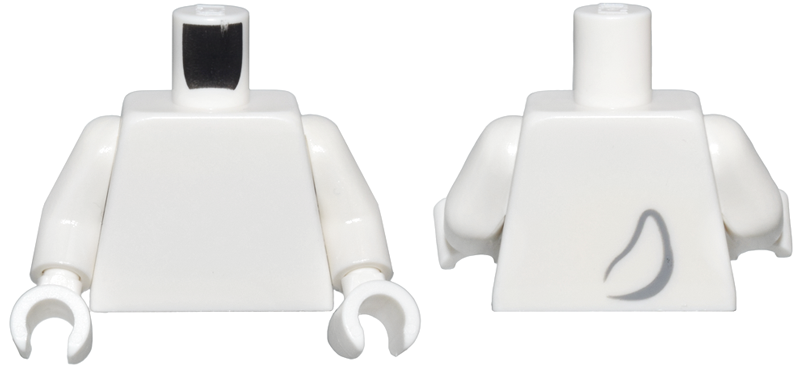 Torso with Dark Bluish Gray Dog Tail Outline on Back Pattern / White Arms / White Hands