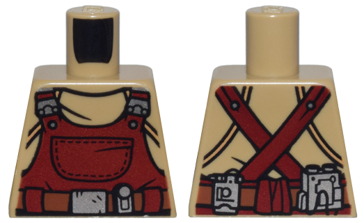 Torso Dark Red Overalls, Silver Buckles and Pouches, Reddish Brown Utility Belt Pattern