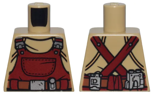 Torso Dark Red Overalls, Silver Buckles and Pouches, Reddish Brown Utility Belt Pattern