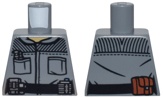 Torso Jacket, Black Pockets, Striped Panels, and Belt with Silver and Reddish Brown Pouches Pattern