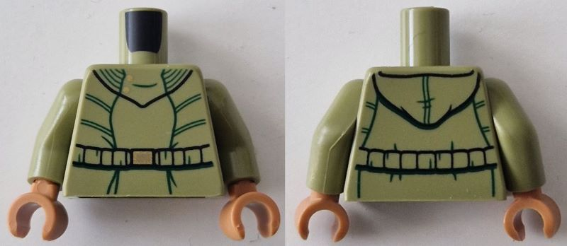Torso SW Hoodie Jacket with Dark Green Lines, Black Belt with Gold Buckle Pattern / Olive Green Arms / Medium Nougat Hands