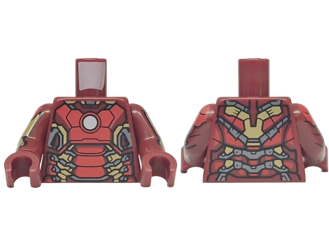 Torso Armor with White Circle, Red and Gold Plates and Silver Accents (Mark 43) Pattern / Dark Red Arms with Gold and Silver Plates Pattern / Dark Red Hands