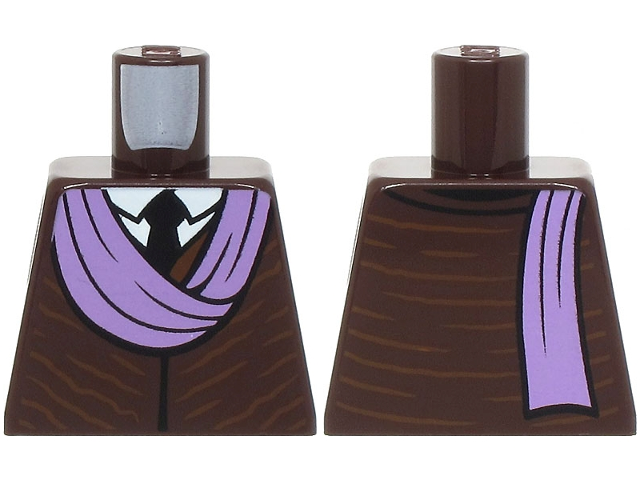 Torso Robe over White Shirt, Black Tie, Medium Lavender Turban Pattern