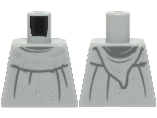Torso Monk's Robe with Hood, Dark Bluish Gray Folds, Silver Lines and Marks Pattern