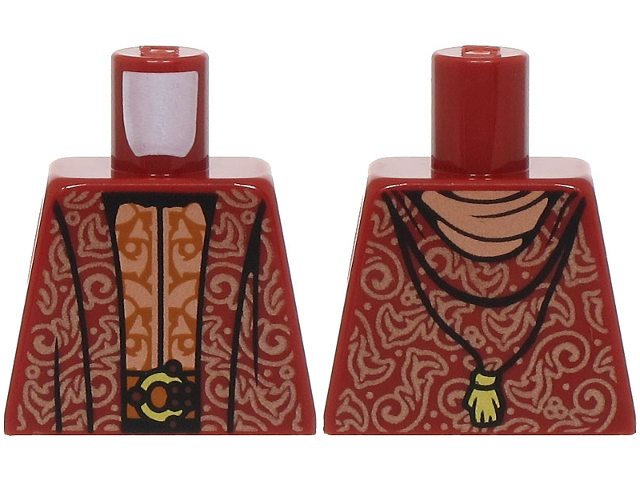 Torso Robe with Hood, Copper Filigree, Dark Orange Belt with Gold Buckle Pattern