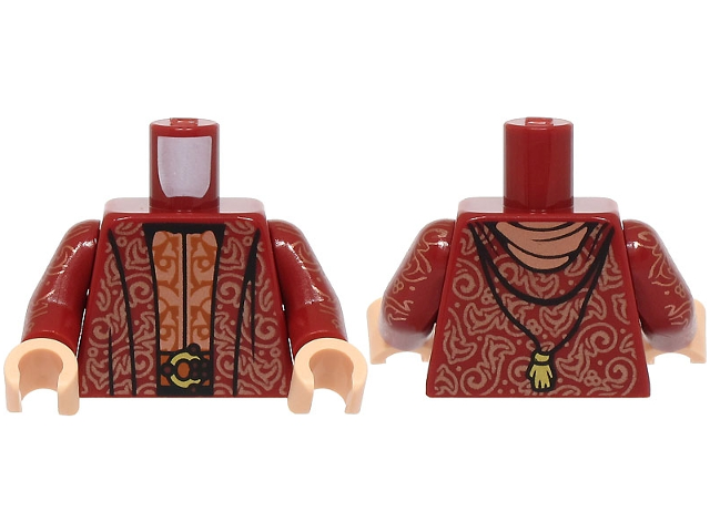 Torso Robe with Hood, Copper Filigree, Dark Orange Belt with Gold Buckle Pattern / Dark Red Arms with Copper Filigree Pattern / Light Nougat Hands
