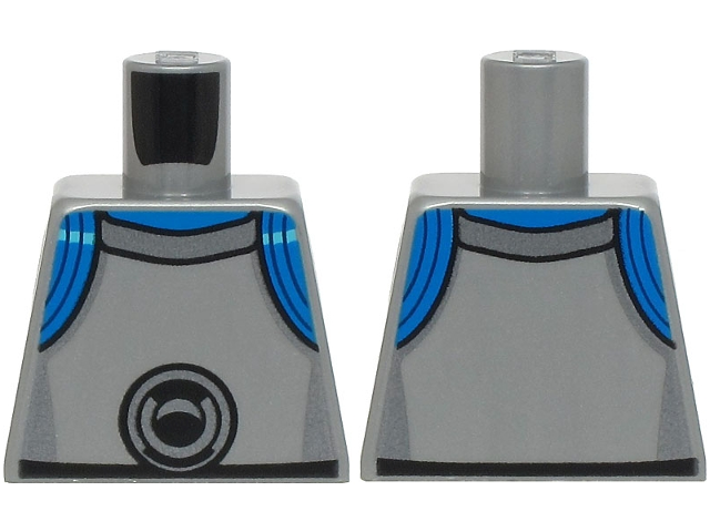 Torso Armor with Dark Silver Highlights and Large Circle, Blue Collar and Shoulder Rings Pattern