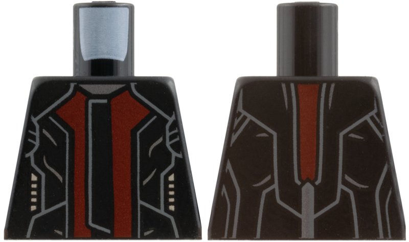 Torso Jacket with Dark Red Panels, Light Bluish Gray Outline and Silver Pockets Pattern