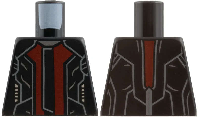 Torso Jacket with Dark Red Panels, Light Bluish Gray Outline and Silver Pockets Pattern