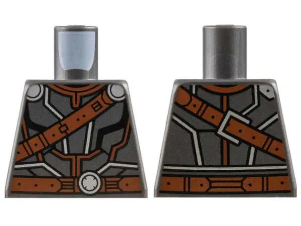 Torso Armor with Reddish Brown and Silver Trim Lines, Belt with Circle Buckle, Shoulder Strap Pattern