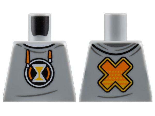 Torso Hoodie, Orange Drawstrings, White Hourglass with Bright Light Orange Sand, 'X' on Back Pattern