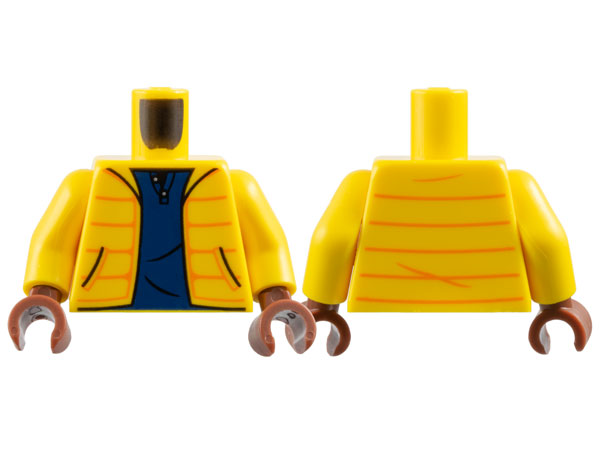 Torso Jacket with Orange Stripes, Dark Blue Shirt Pattern / Yellow Arms / Reddish Brown Hands