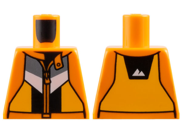 Torso Jacket with Black, Bright Light Orange, Dark Bluish Gray and White Panels, Zipper and Sport Mountain Logo on Back Pattern
