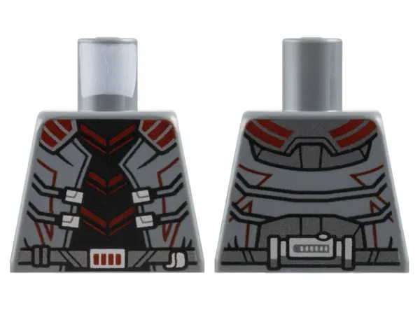 Torso Armor, Black Center with Dark Red Trim, Silver Buckles, Dark Silver Belt and Panels Pattern