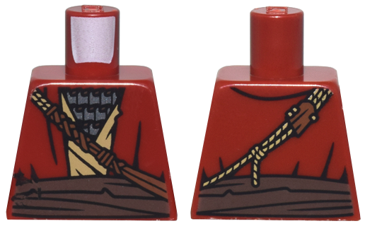 Torso SW Robe over Tan Tunic and Silver Armor, Dark Brown Belt, Reddish Brown and Tan Strap and Rope Pattern