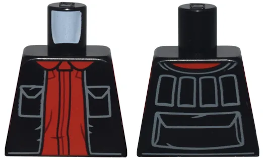Torso SW Pilot Flight Suit, Vest with Light Bluish Gray Pockets and Pouch Outlines over Red Shirt Pattern