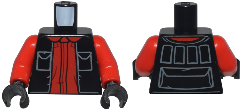 Torso SW Pilot Flight Suit, Vest with Light Bluish Gray Pockets and Pouch Outlines over Red Shirt Pattern / Red Arms / Black Hands